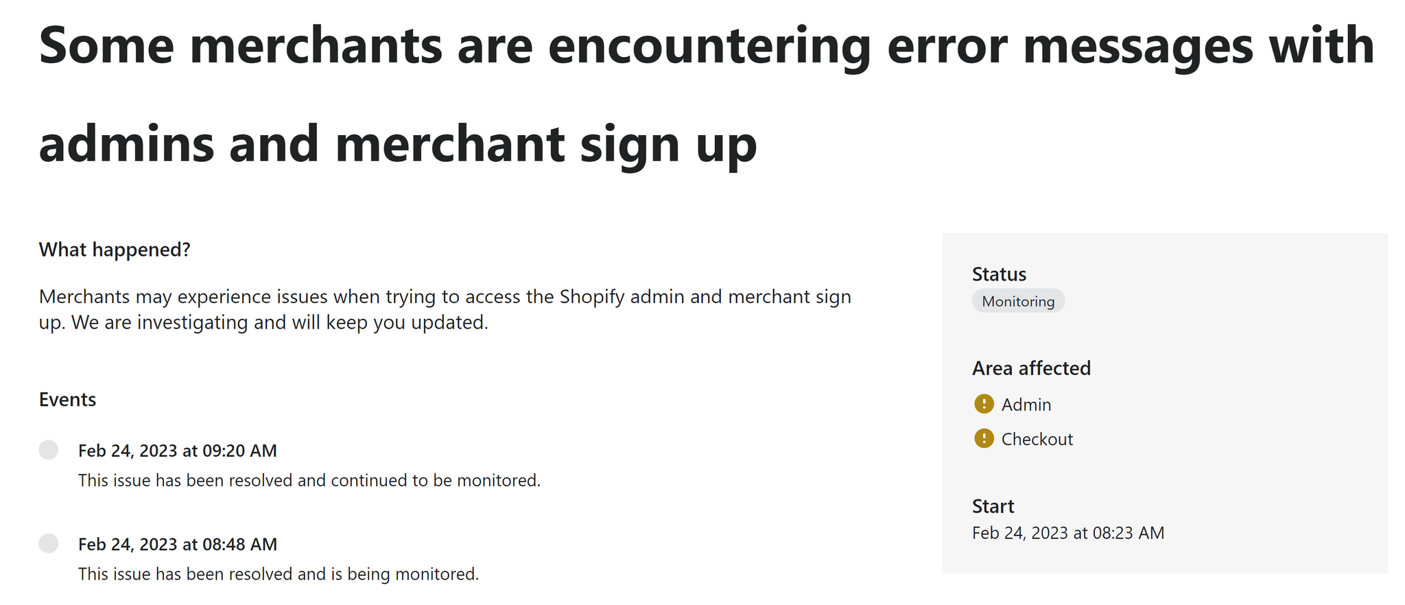 Some Shopify merchants may have problems accessing Shopify ADMIN this morning.