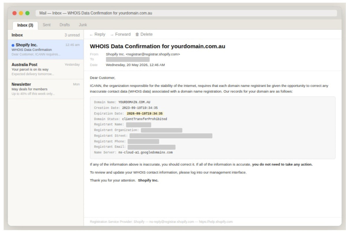 That email from Shopify about your domain. Is it a scam? Should you do something?