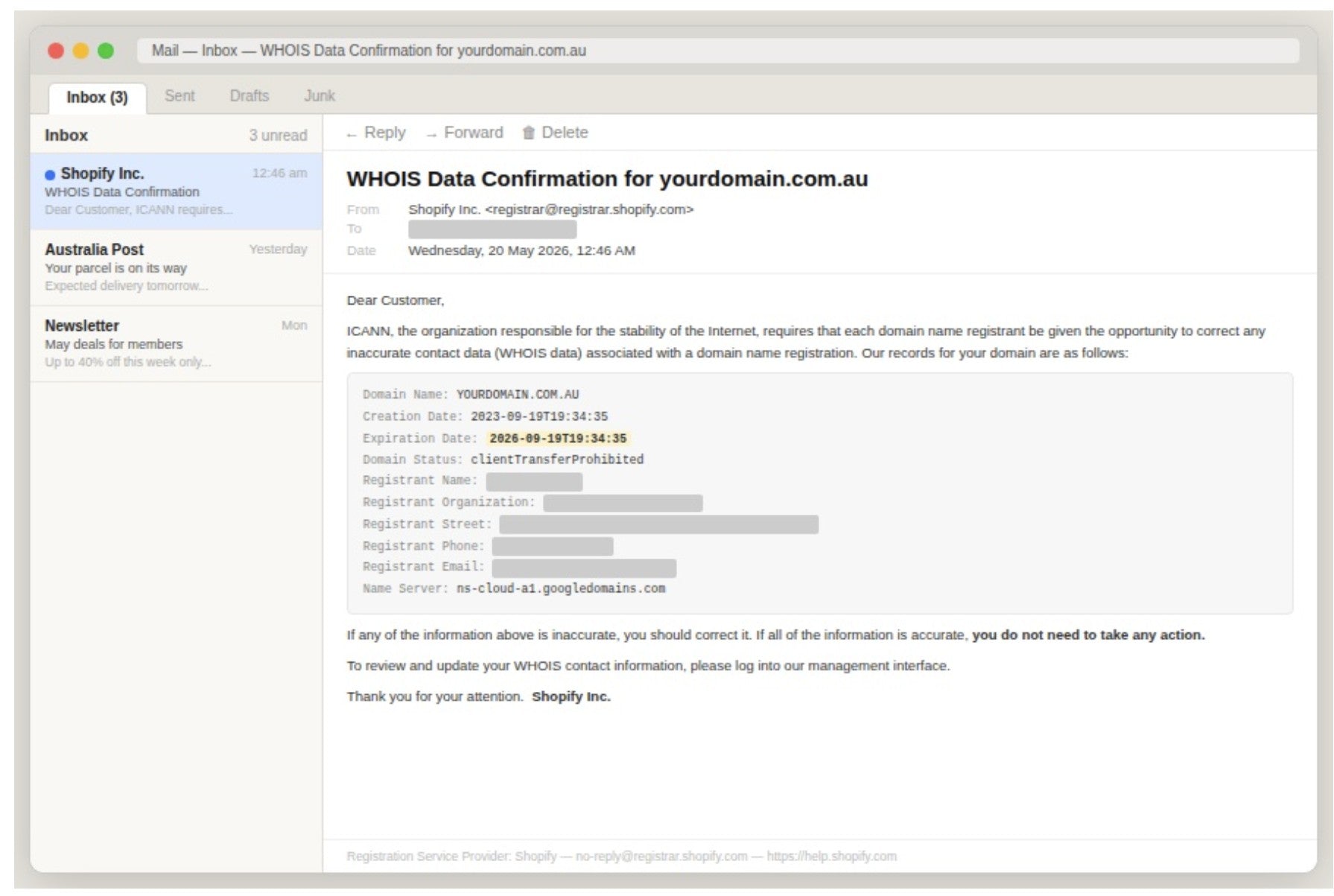 That email from Shopify about your domain. Is it a scam? Should you do something?